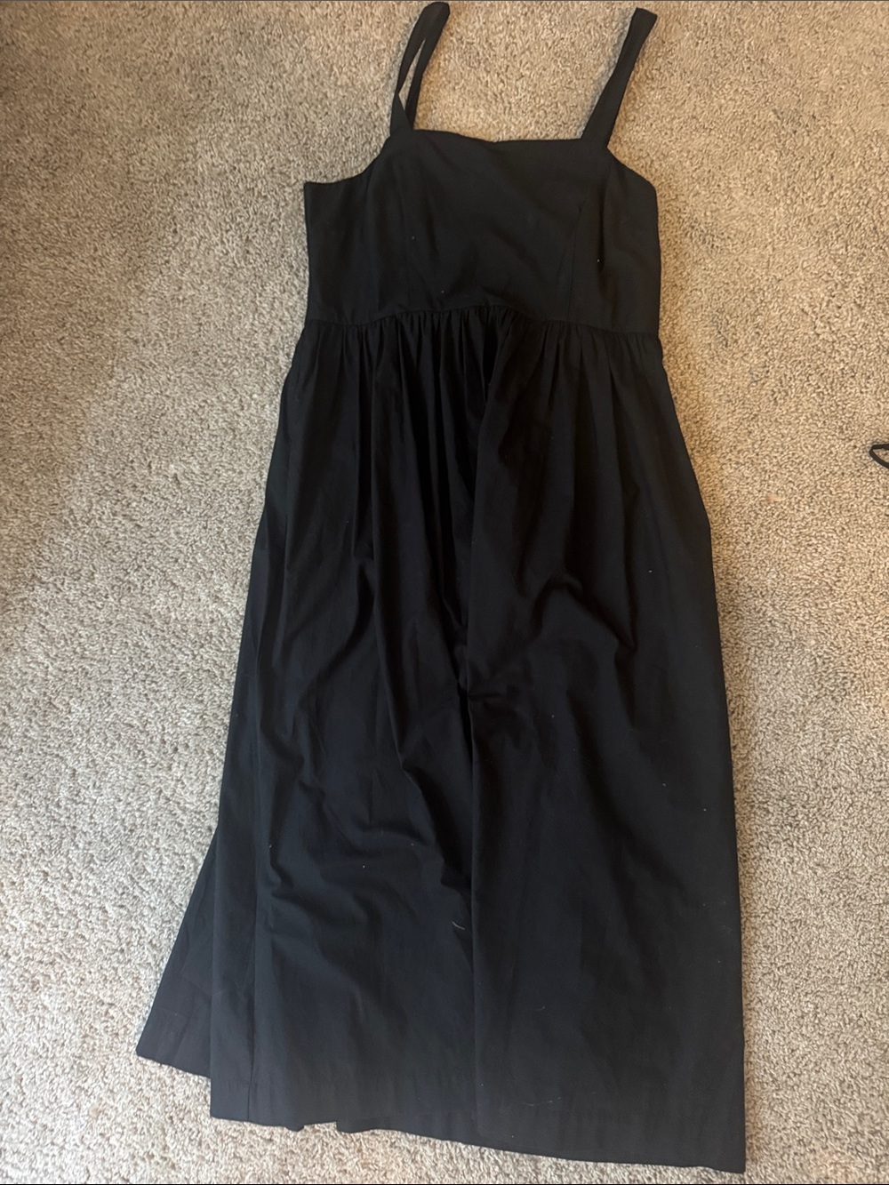 a new day Black Maxi Dress with Square Neck and Thin Straps